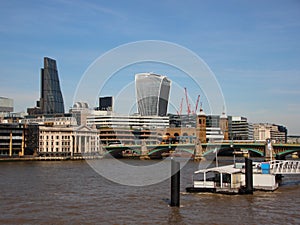 River Thames in London with Modern Architecture Background