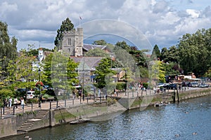 The River Thames at Twickenham, west London UK. Photographed from the pedestrian bridge to Eel Pie Island.