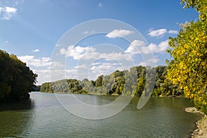 River of Tisza at an abandoned harbor