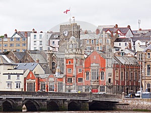 The river Torridge at Bideford Bridge in North Devon UK