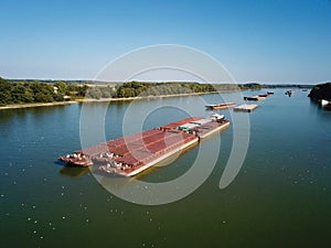 River traffic by cargo ships in the Danube