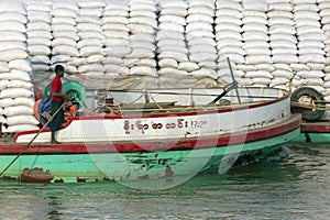 Cargo Boat - Irrawaddy River - Myanmar (Burma)