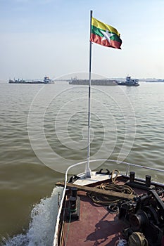 River Traffic - Irrawaddy River - Myanmar (Burma)