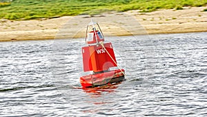 River traffic signs in the Rhine river, Netherlands