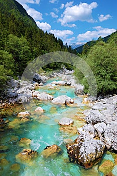 SoÃÂa river in Triglav National Park, Slovenia, Europe photo