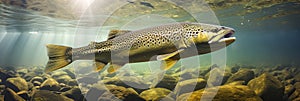 river trout swimming in a high mountain river