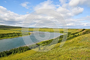 The river in the tundra of the Yamal