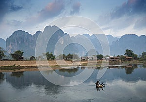 River in vang vieng laos photo