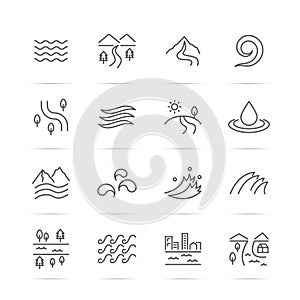 River vector line icons