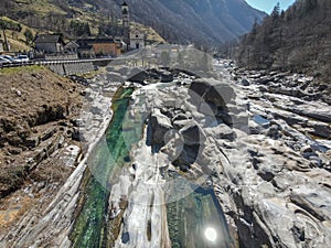 The river Verzasca at Lavertezzo on Verzasca valley, Switzerland