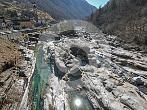 The river Verzasca at Lavertezzo on Verzasca valley, Switzerland