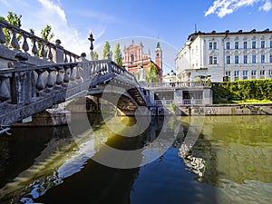 River view of the church of Ljubljana