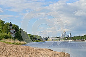 The river view Great, Olginsky bridge and the Trinity Cathedral