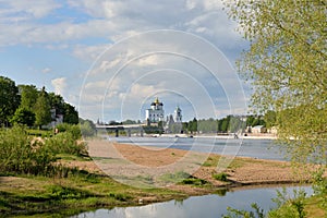 The river view Great, Olginsky bridge and the Trinity Cathedral