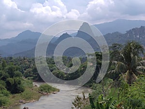 River With View Of Mountain, Bogor, Indonesia - 2021