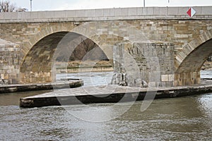 River View of Old Stone Bridge Regensburg