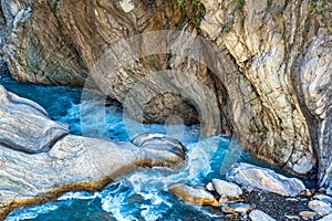 River view with  rocks along in Taroko gorge