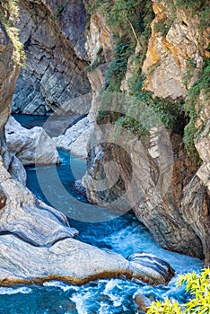 River view with  rocks along in Taroko gorge