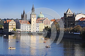 River Vltava and city of Prague. Europe.