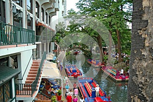 River Walk with Colorful Boats
