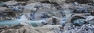 River water flows over stones