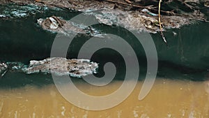 River Water Pollution And Contamination from Chemical Industry Factory Sewage