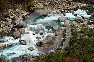 River water stream running among stones