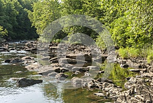 River water streaming and eddying in Blackstone Gorge