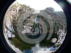 River and waterfall in La Cumbrecita, Cordoba, Argentina