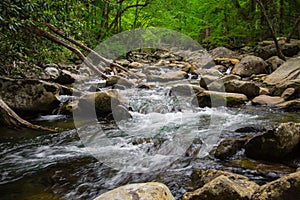 River And Waterfall Landscape In The Smoky Mountains