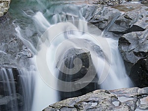 river and waterfall. on  Via Francigena tourist route.in bagnone