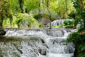 River waterfalls in Monasterio de Piedra, Nuevalos, Spain photo