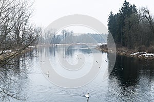 River Wertach at Augsburg in Winter