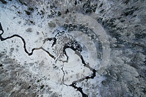 River in winter from above photo