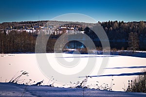 River during winter day.