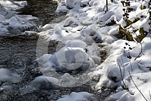 River in winter with snow
