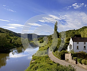 River wye the wye valley gloucestershire monmouthshire wales eng