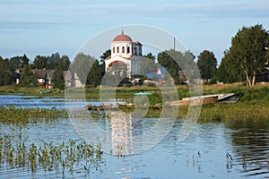 Riverbank of ancient town Kargopol