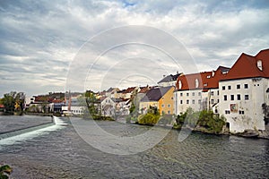 Riverbank old town Steyr Austria