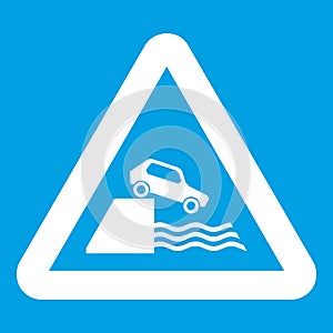 Riverbank traffic sign icon white