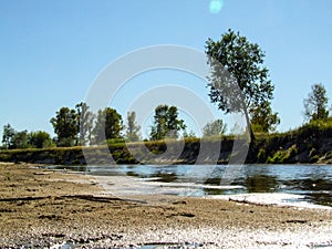 View on wild Vistula riverside in Jozefow near Warsaw in Poland. photo