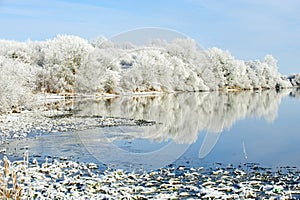 Riverbank Winter Landscape