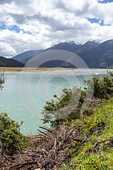 riverbed landscape scenery in south New Zealand