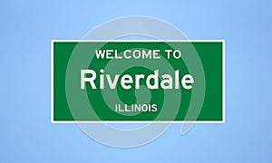 Riverdale, Illinois city limit sign. Town sign from the USA.