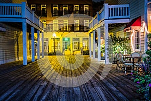 Riverfront board walk scenes in wilmington nc at night