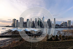 Brooklyn Heights Park and Pier along the East River with a Beautiful View of the Lower Manhattan Skyline