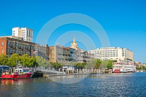 Riverfront of downtown Savannah in Georgia