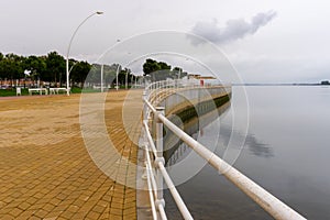 Riverfront promenade on the Rio Tinto River in downtown Huelva photo