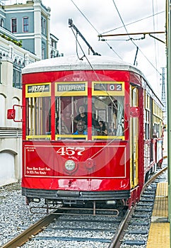 Riverfront streetcar in New Orleans