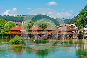 Riverisde of Una in Bosanska Krupa in Bosnia and Herzegovina